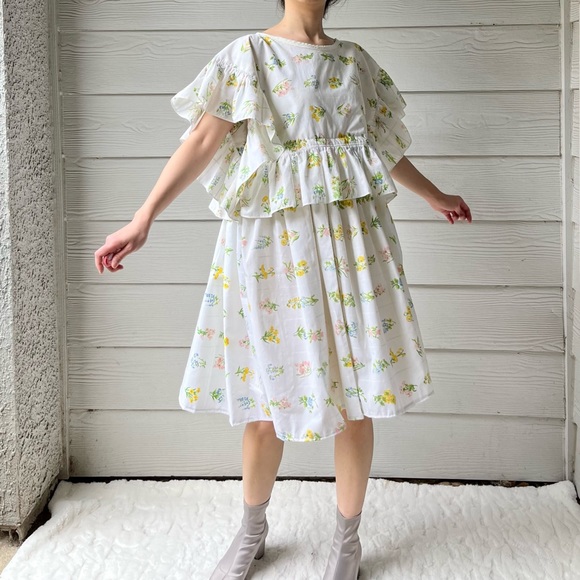 Handmade Vintage Utica Botanical Floral Ruffled Dress SKU 02211 - Picture 16 of 16